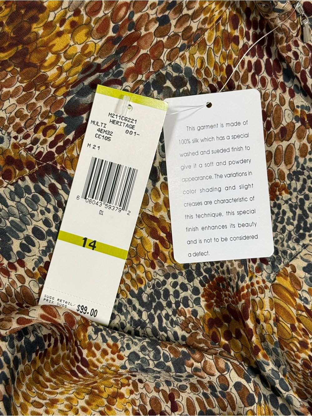Jones New York 100% Silk Midi Skirt Sz 14 Earth Tone Snake Print Boho Flowy NWT - Picture 5 of 7